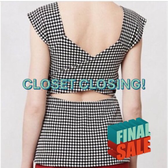 | Anthropologie | Deletta Neo Gingham Peplum Top - Picture 1 of 11